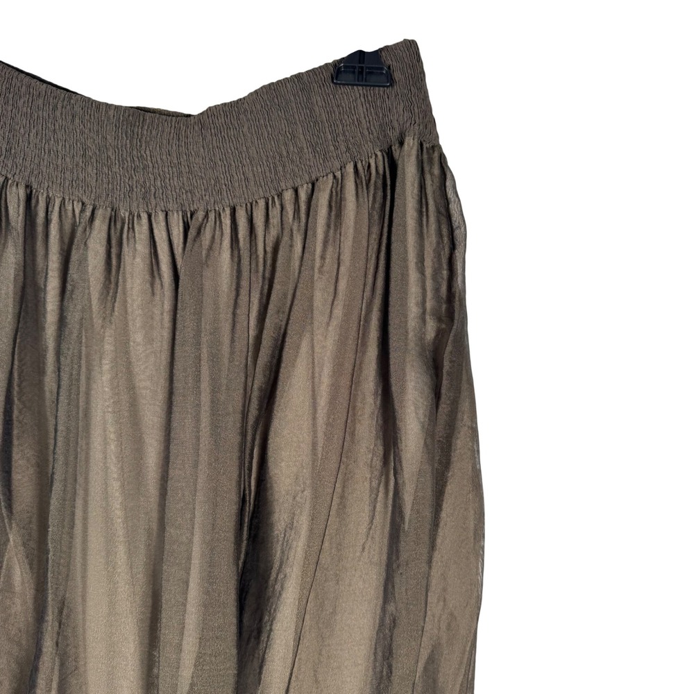 Lafayette 148 New York Silk Blend Bubble Hem Skirt Womens 6 Bronze Brown Smocked - Picture 7 of 7